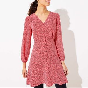 Loft Red Heart Flare Dress with Floaty Sleeves ❤️